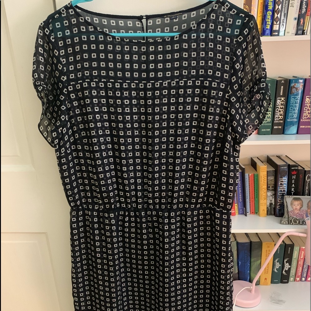 Navy and White Eyelet Dress